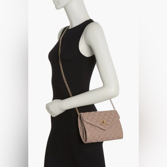 NWT | Badgley Mischka | Diamond Quilt Convertible Crossbody Bag | Taupe - Picture 2 of 8